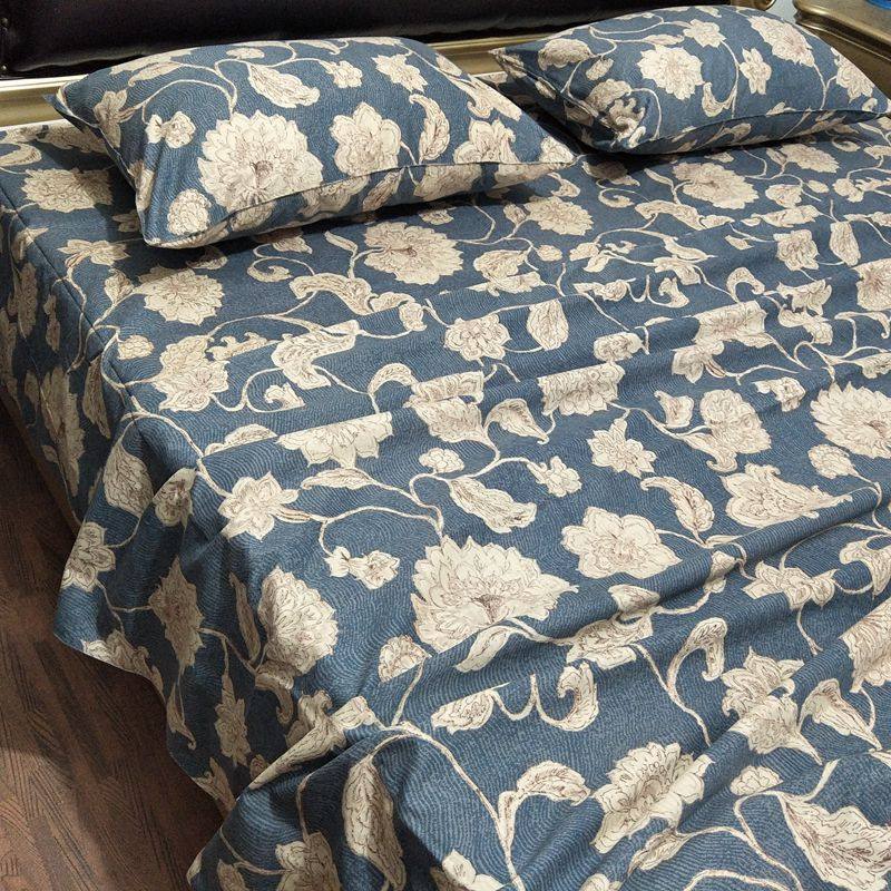 外贸出口120支双股纯棉贡缎磨毛床单单件全棉被套床单