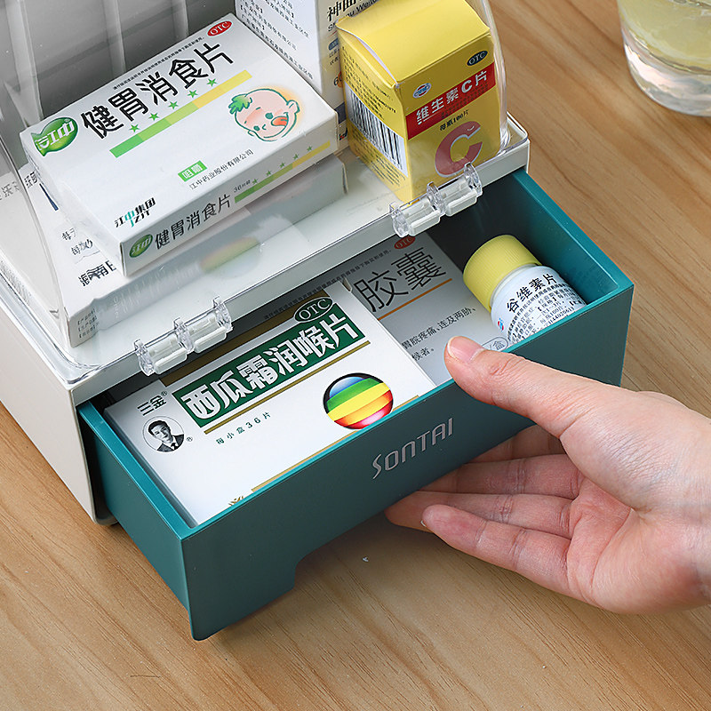多层小型家庭全套药箱收纳盒婴儿儿童药盒收纳箱大容量医药箱家用 –