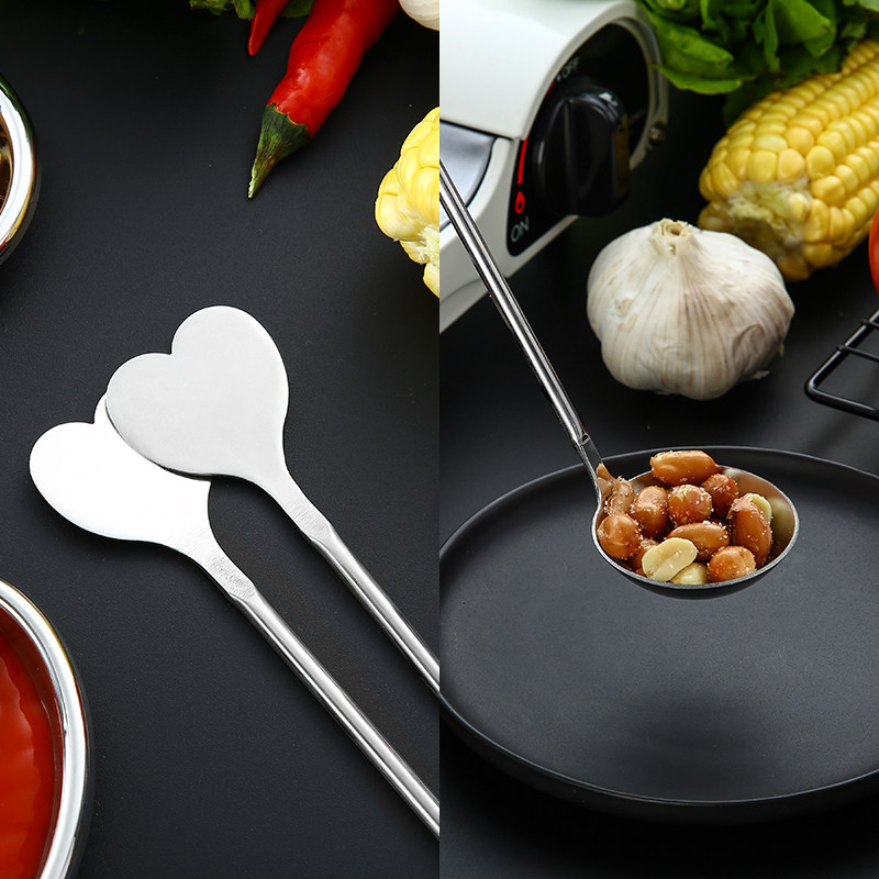 不锈钢调料勺加长柄调味勺深罐勺蜂蜜勺奶茶酒吧餐厅用厨房小工具