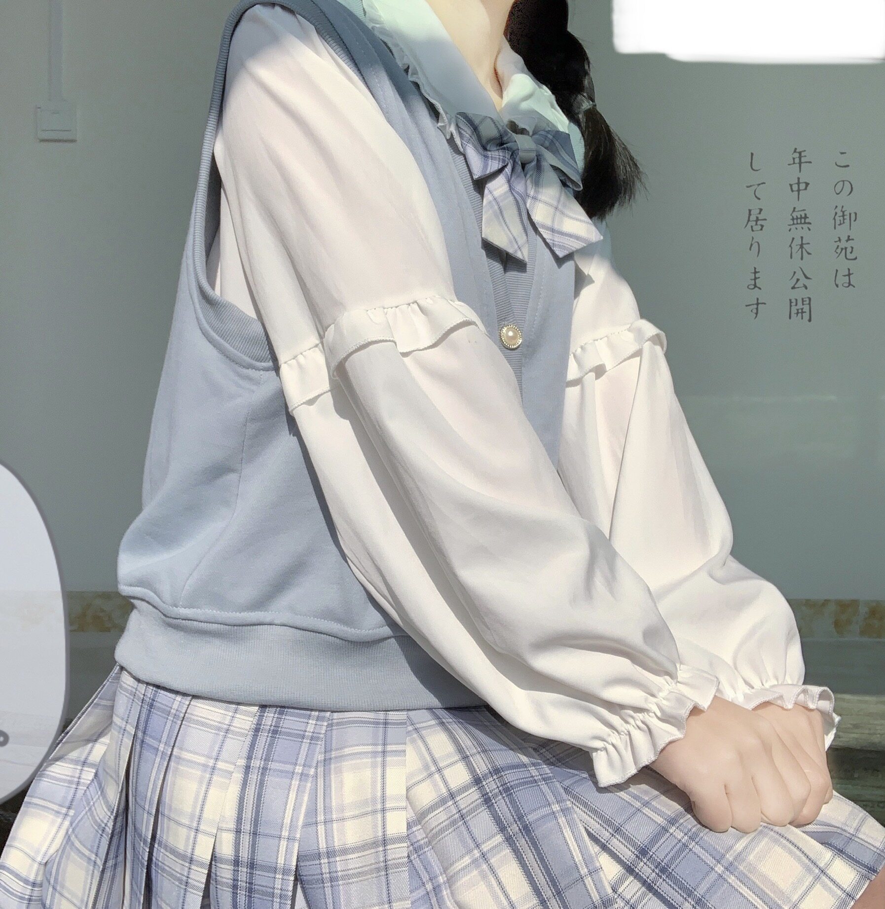 现货原创制服jk短裙格子蓝白半身创格正版jk