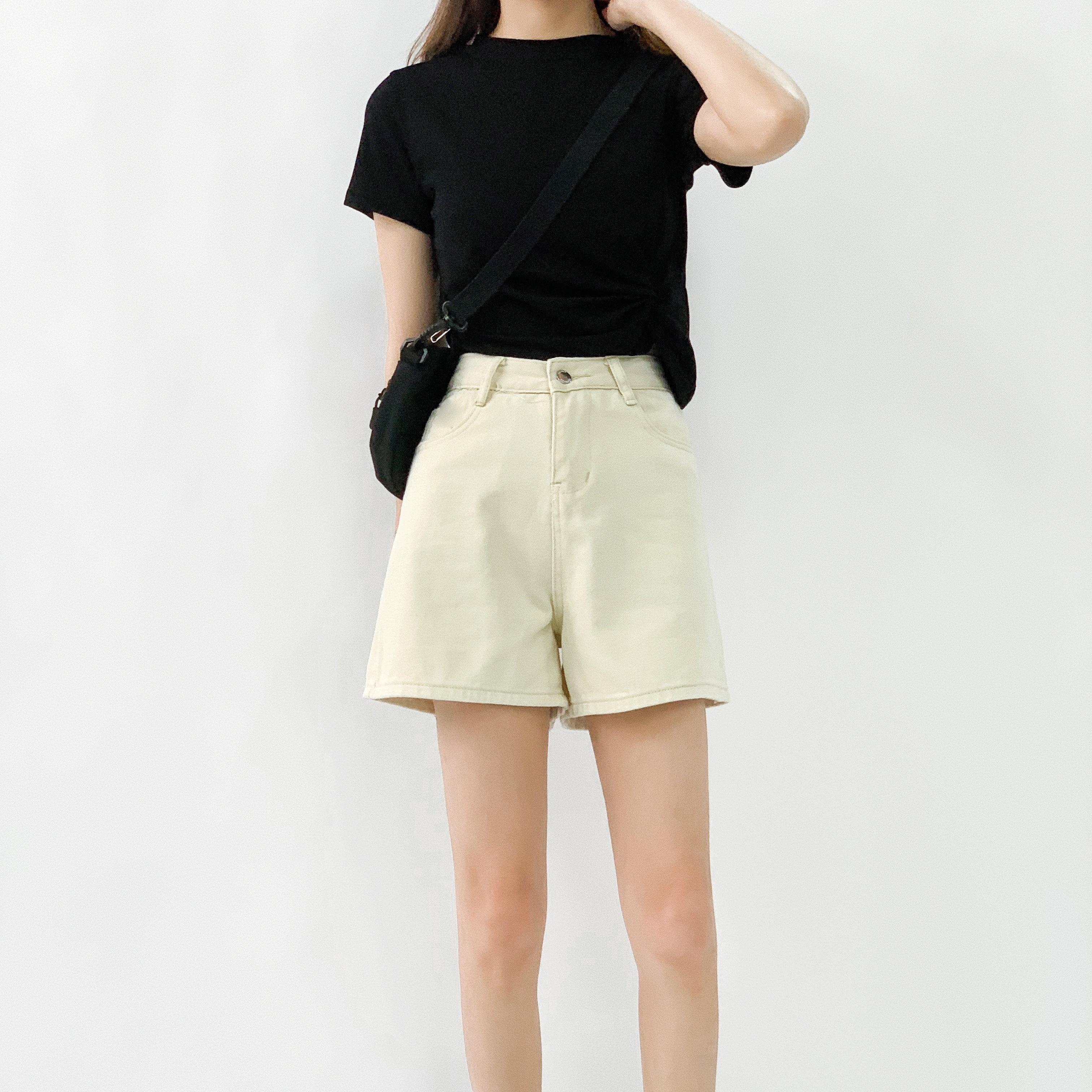 遮腿粗胯宽裤子阔腿梨形身材女穿搭学生显瘦高腰宽松大码牛仔短裤