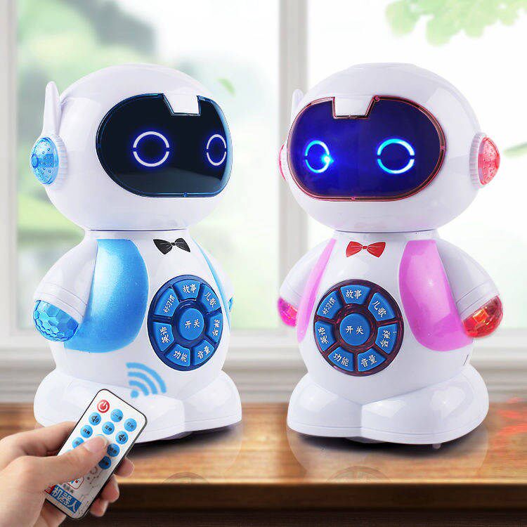 悠悠童玩儿童智能闪光唱歌讲故事遥控人小机器人电动