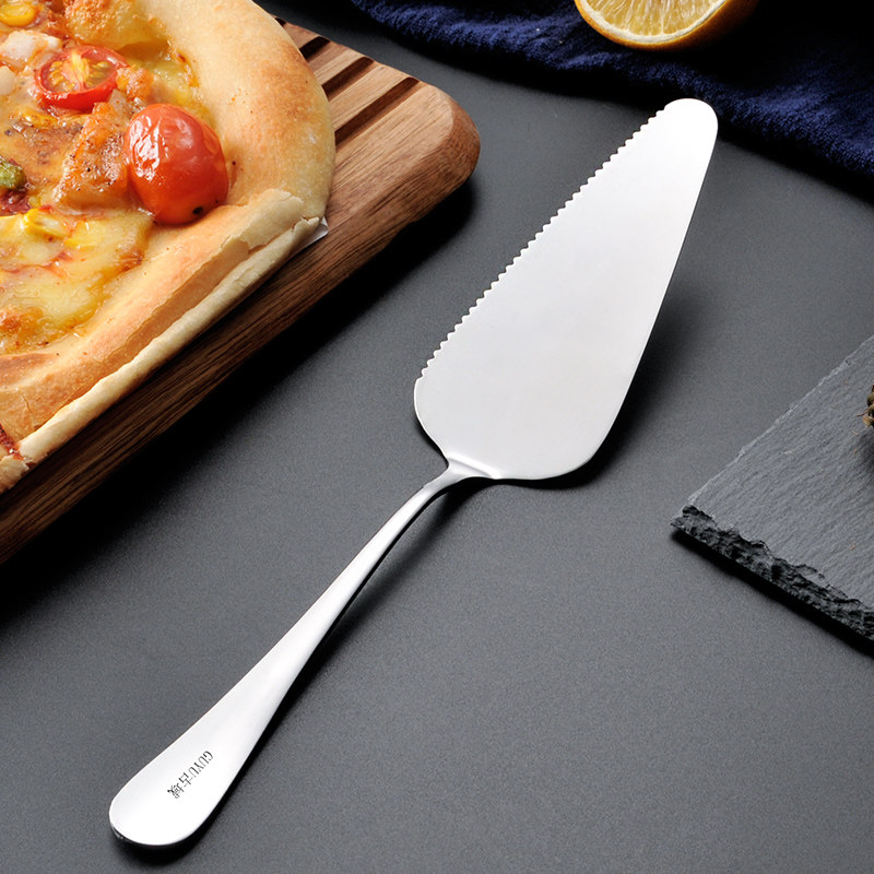 不锈钢披萨铲子 三角披萨铲子带齿蛋糕切刀西餐烘焙工具芝士刀
