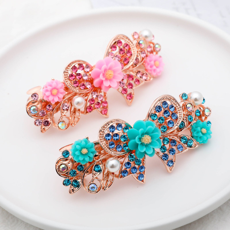 发夹后脑勺发卡顶夹蝴蝶结夹盘盘发夹子卡子水钻发饰