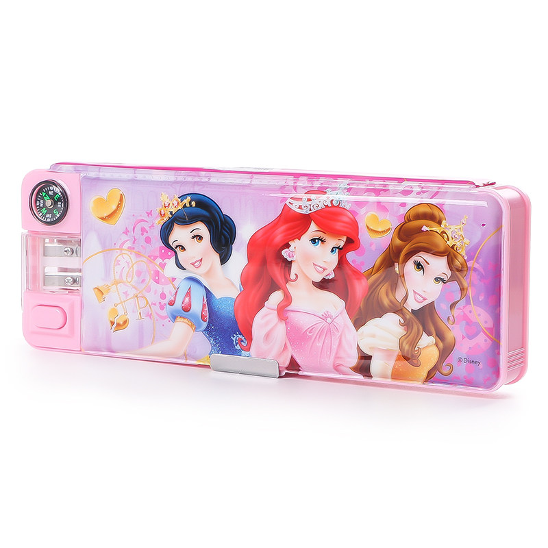 公主迪士尼创意卡通开关双面文具盒可爱女款多功能文具盒