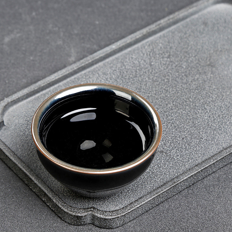 建阳建盏茶具主人杯黑瓷黑釉乌金束口盏杯单杯茶杯