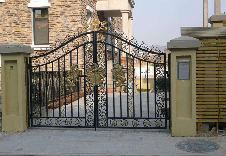 欧式铁艺大门户外庭院门铸铁别墅门花园进户门小区双开防盗门配件