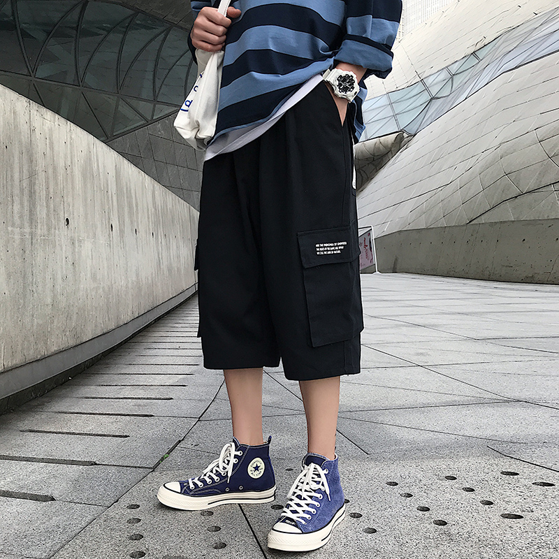 七分裤男夏季宽松直筒日系cityboy工装裤阔腿六分短裤子高街ins潮