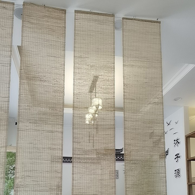 苎麻玄关垂帘隔断日式挂帘打孔麻帘屏风草帘门帘
