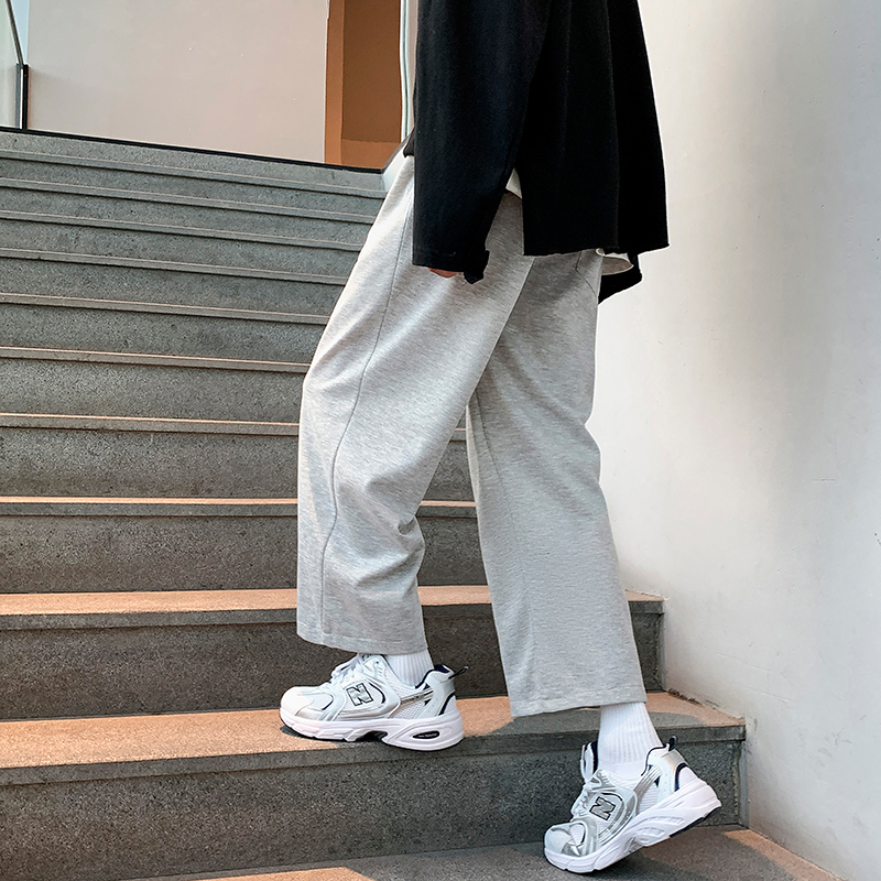 秋季灰色宽松直筒百搭运动卫裤子男韩版潮流夏季潮牌ins休闲长裤