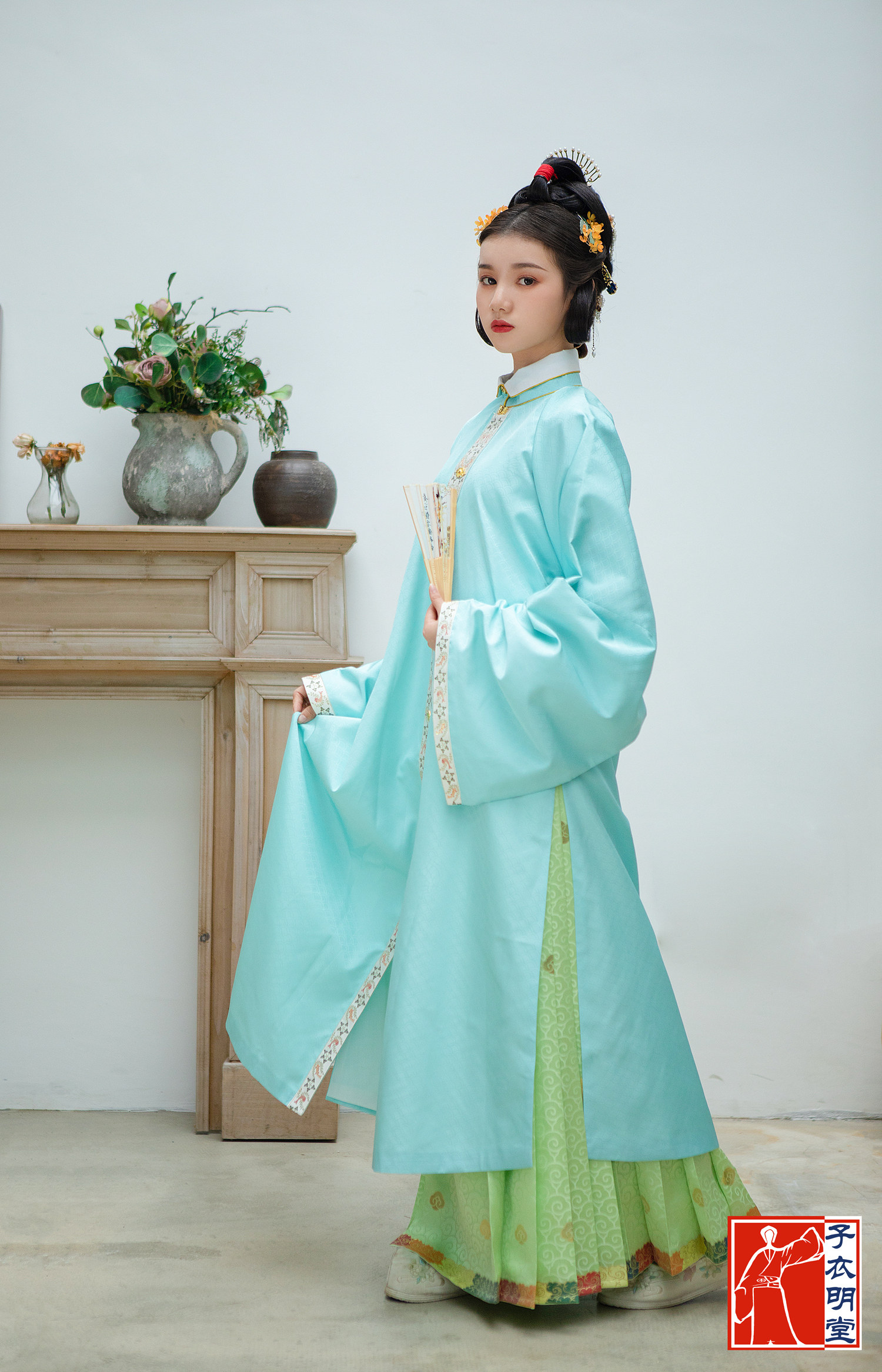 子衣明堂【锦鲤踏浪】原创品牌暗花缎明制长袄新春特款量身定制