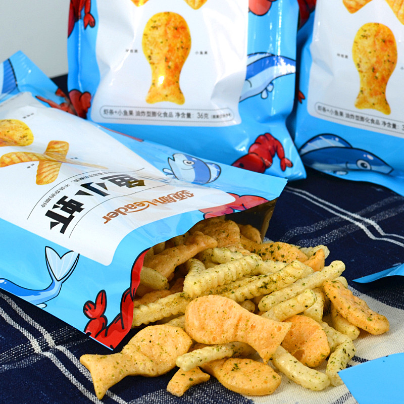 小鱼零食领航小虾膨化食品虾条美食小吃宿舍耐吃膨化食品