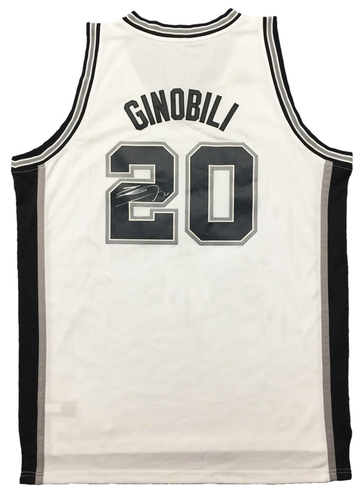 马努吉诺比利球衣马刺队白色亲笔签名20号篮球文化