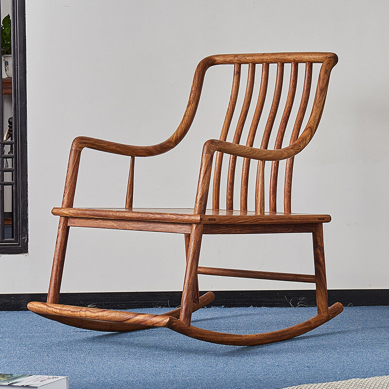 红木家具悠闲睡椅午睡老人躺椅实木花梨刺猬中式摇椅