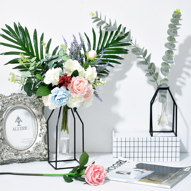 简约北欧欧风铁艺插花花瓶创意水培试管小清新花瓶