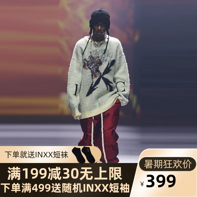 INXX秋冬时装走秀款MASTER HAN宽松套头马海毛毛衣男女情侣针织衫