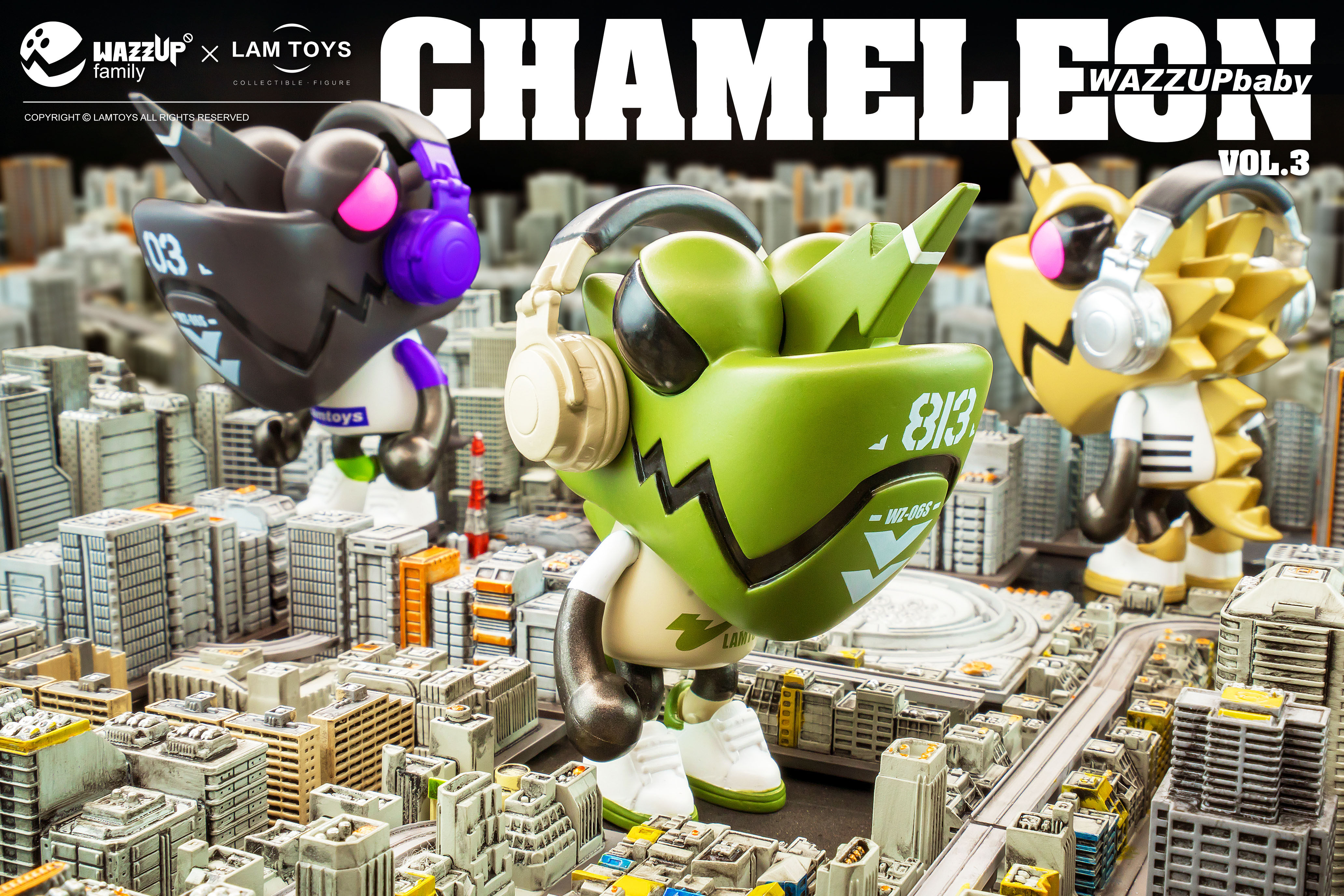 正品授权lamtoyswazzupbaby变色龙盲盒三代光感耳机音乐西游潮玩盲盒