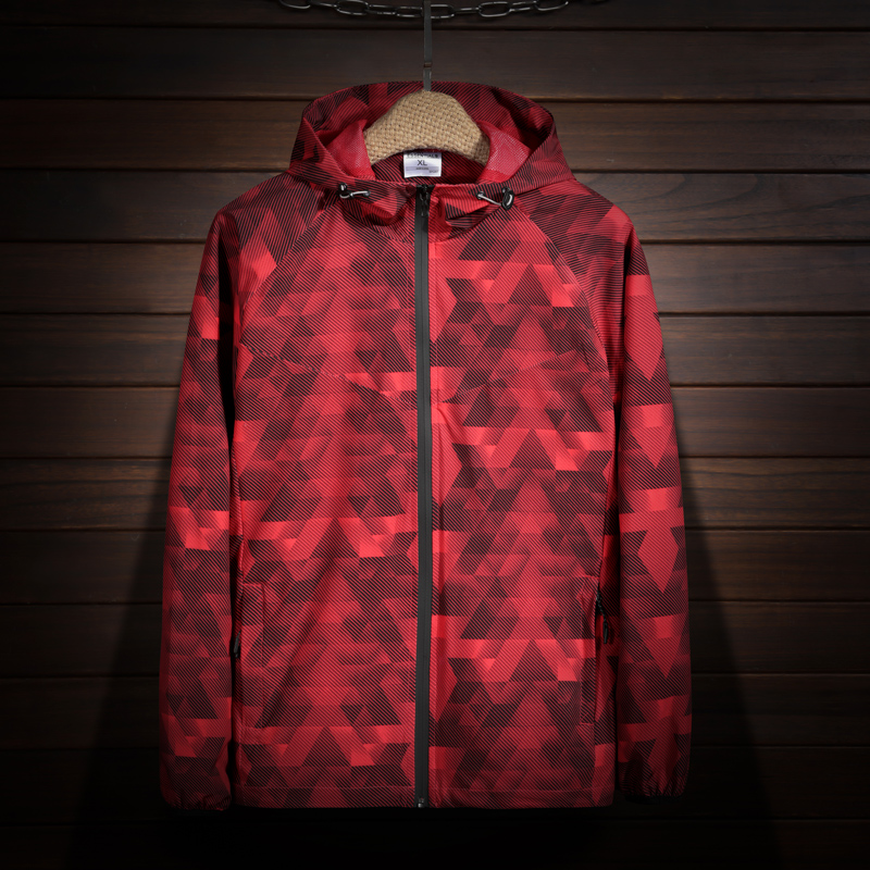 官网旗舰店运动外套男秋季薄款迷彩风衣大码胖子潮夹克帅气上衣