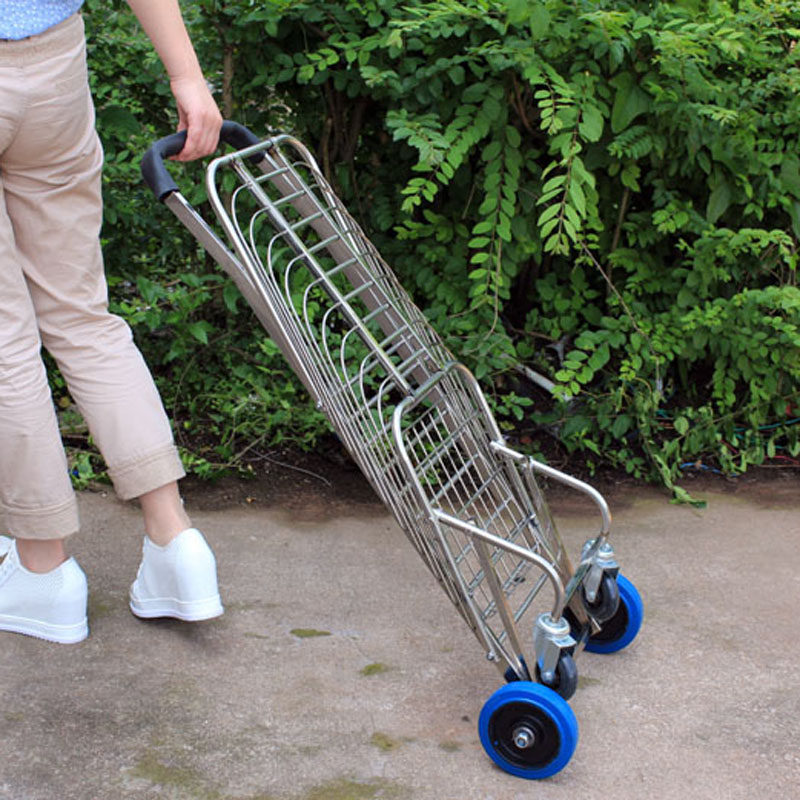 不锈钢买菜车购物拖车拉车便携折叠老人推车拉杆便携购物车