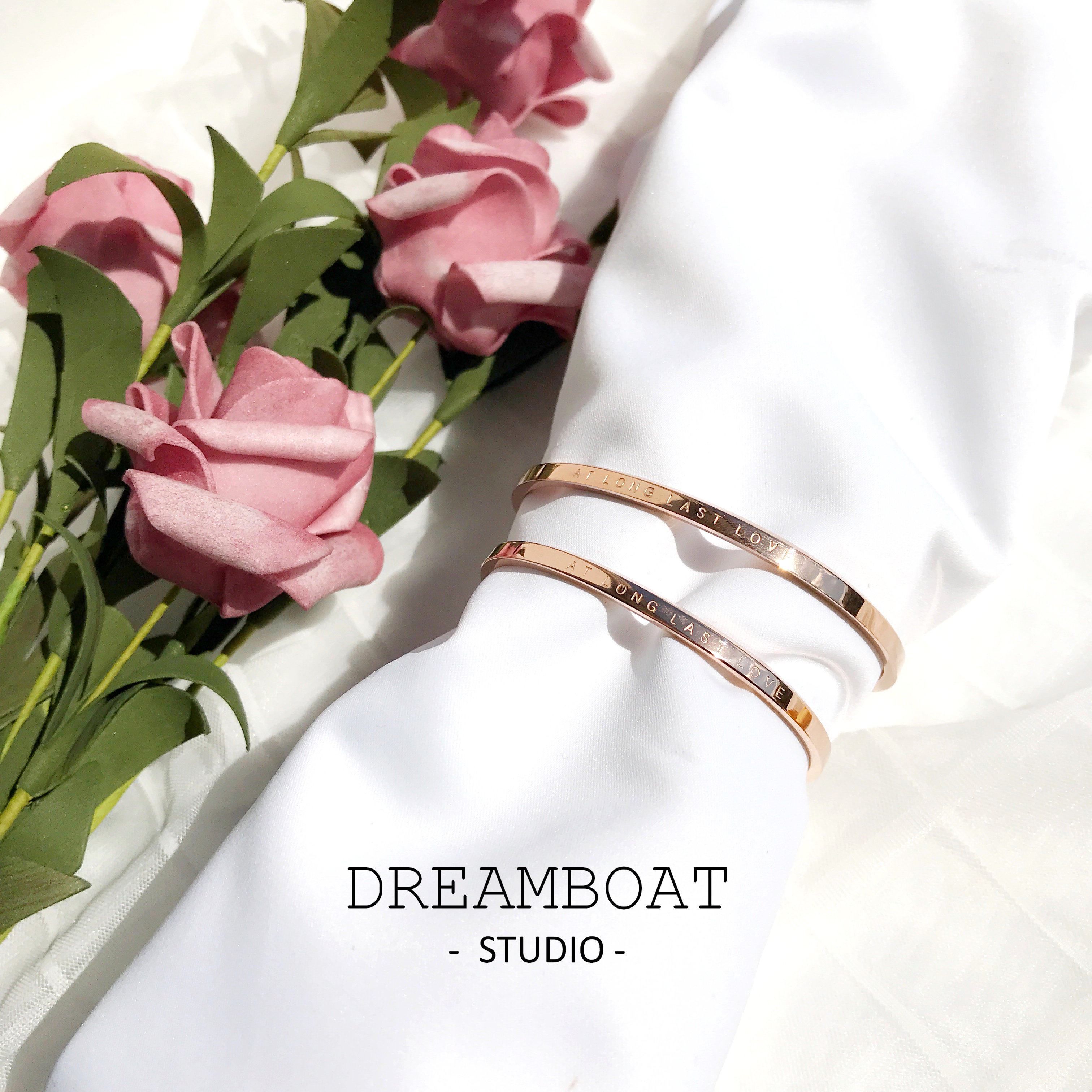 dreamboat永恒手镯开口情侣爱情轻奢玫瑰18k电镀手镯
