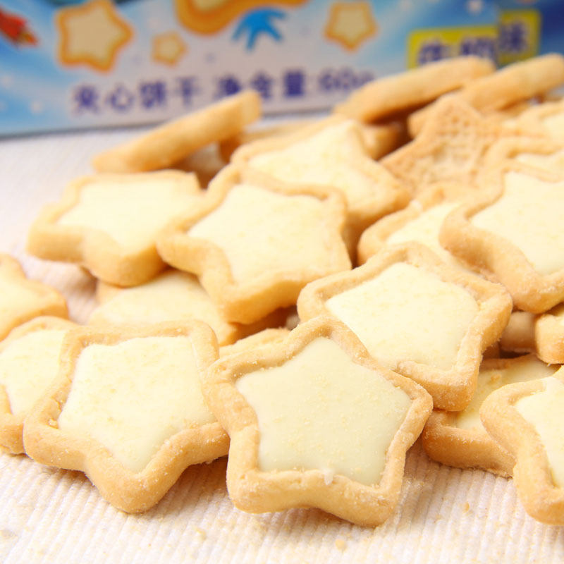 饼干星奇蛋糕装饰摆件星星形状夹心整箱儿童夹心饼干