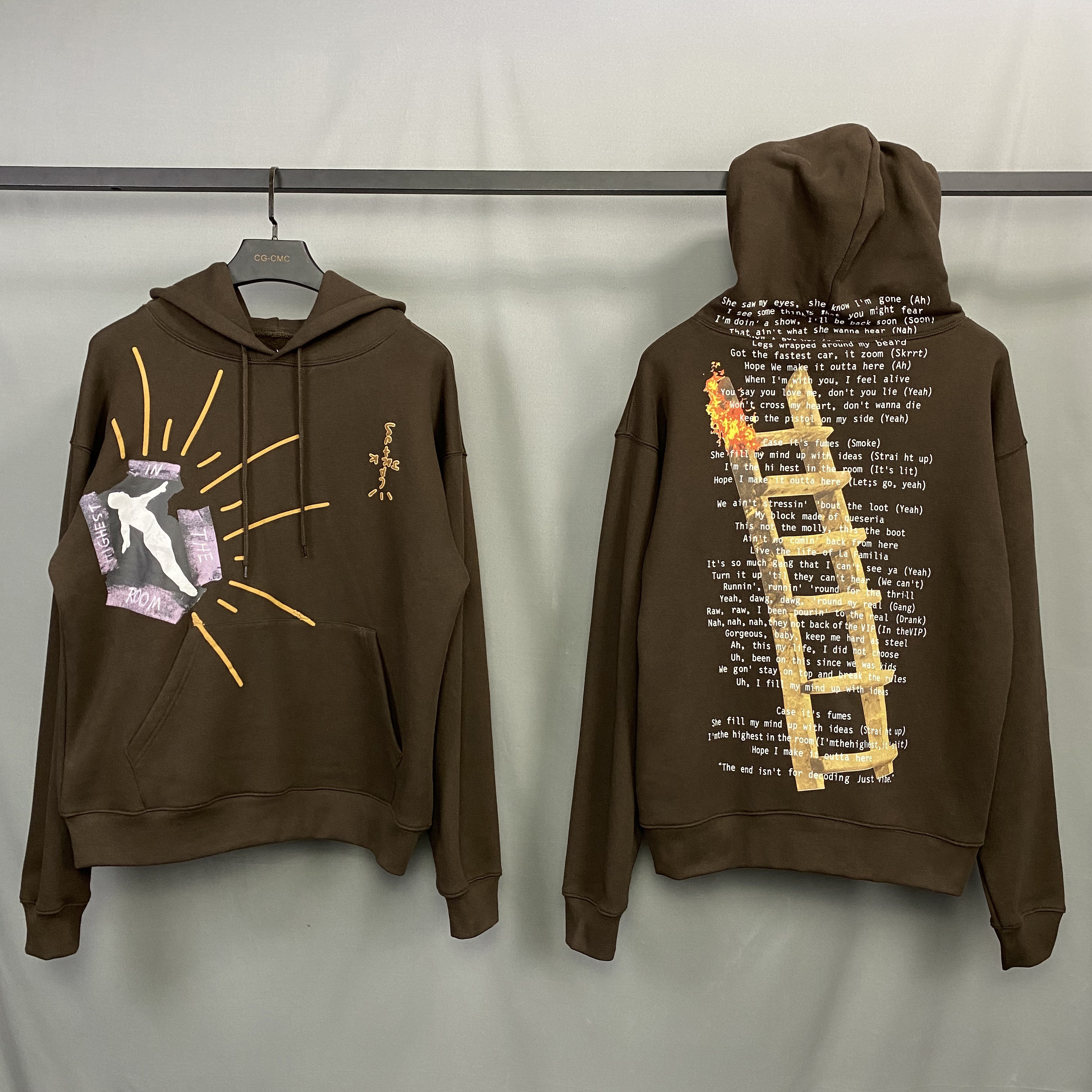 travisscott专辑周边限定梯子火焰卫衣lisa同款卫衣