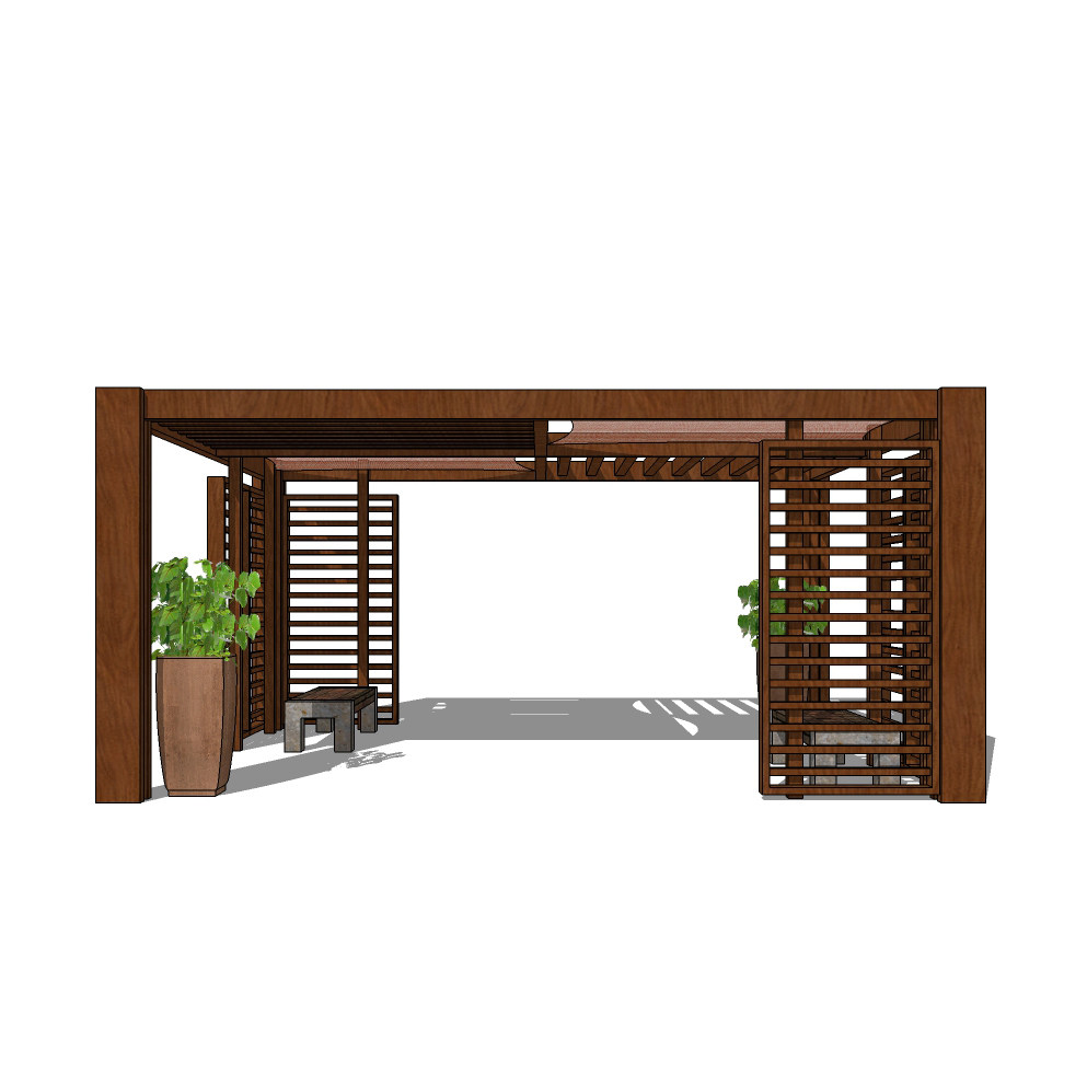 室外庭院景观廊架su模型屋顶花园花架户外设计素材