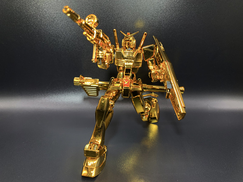 高达万代hgucrx782新生新生元元祖黄金电镀台场高达模型专区