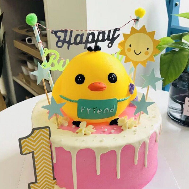 生日蛋糕装饰生肖小鸡公鸡仔鸡宝宝周岁派对摆件节日装扮用品