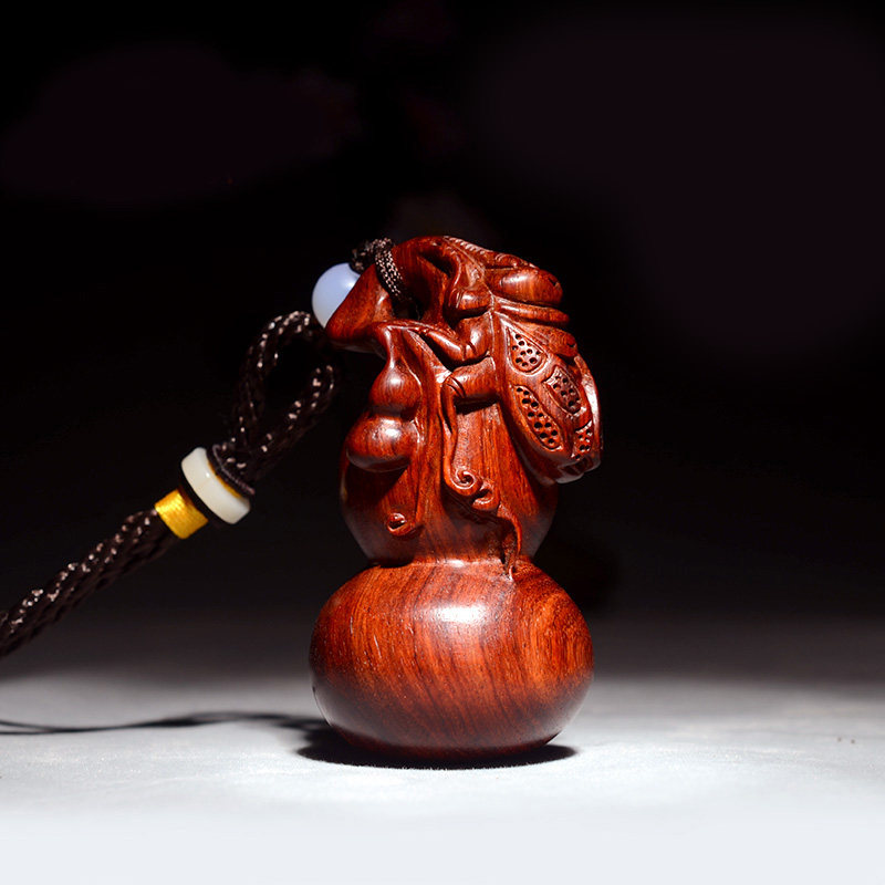 小叶紫檀实木葫芦手工一鸣惊人手把木头男士随身木雕