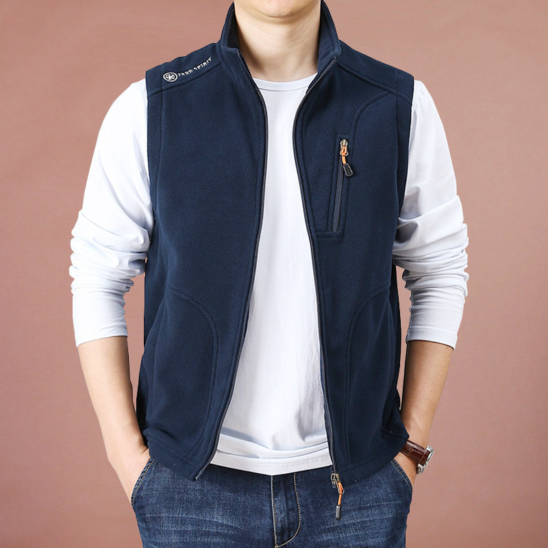 摇粒绒马甲秋冬新款大码休闲男士宽松立领马夹背心