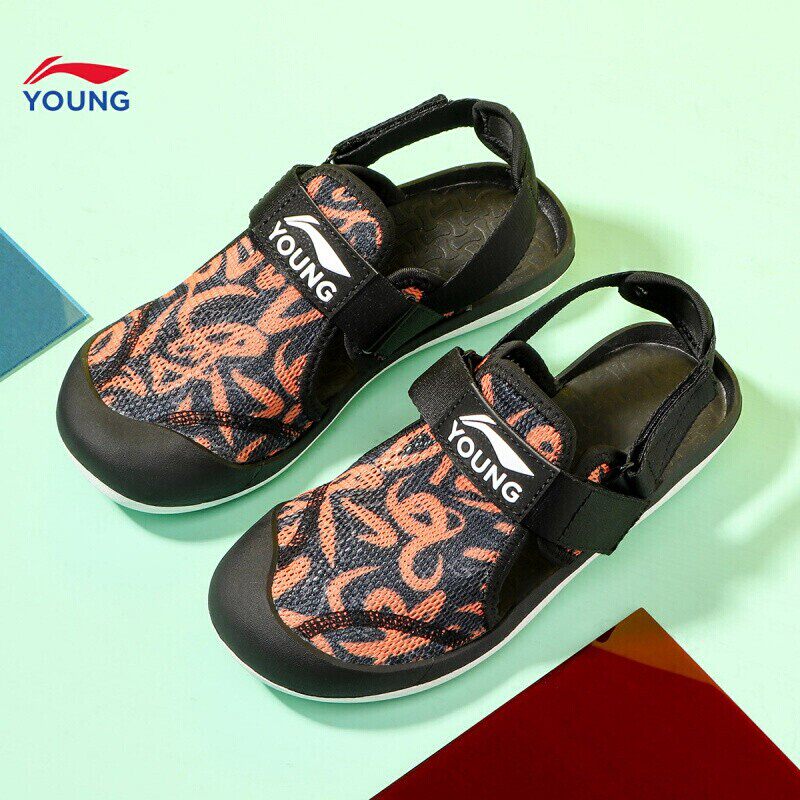 李宁童鞋男童凉鞋2021夏季男女大童包头软底凉鞋