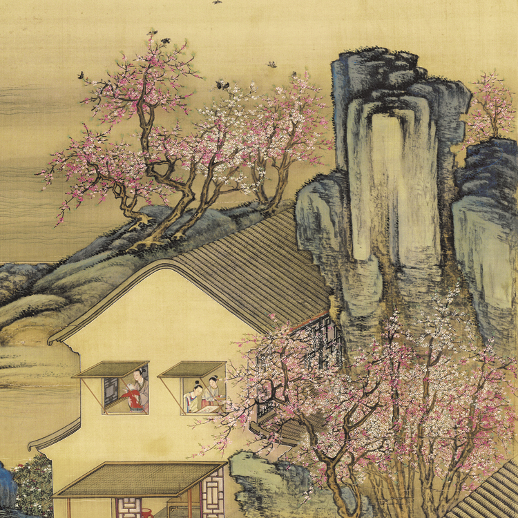 清郎世宁雍正十二月圆明园挂轴卷轴山水画名画真迹国画