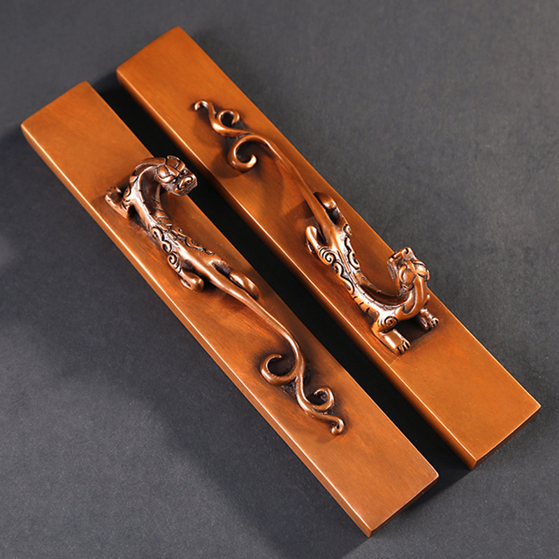 纯铜生肖龙镇纸摆件实心紫铜螭龙提钮镇书房文房四宝镇纸