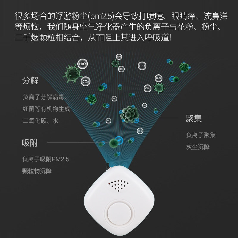 便携式空气净化器负离子随身迷你挂脖式小型除甲醛雾霾二手烟杀菌