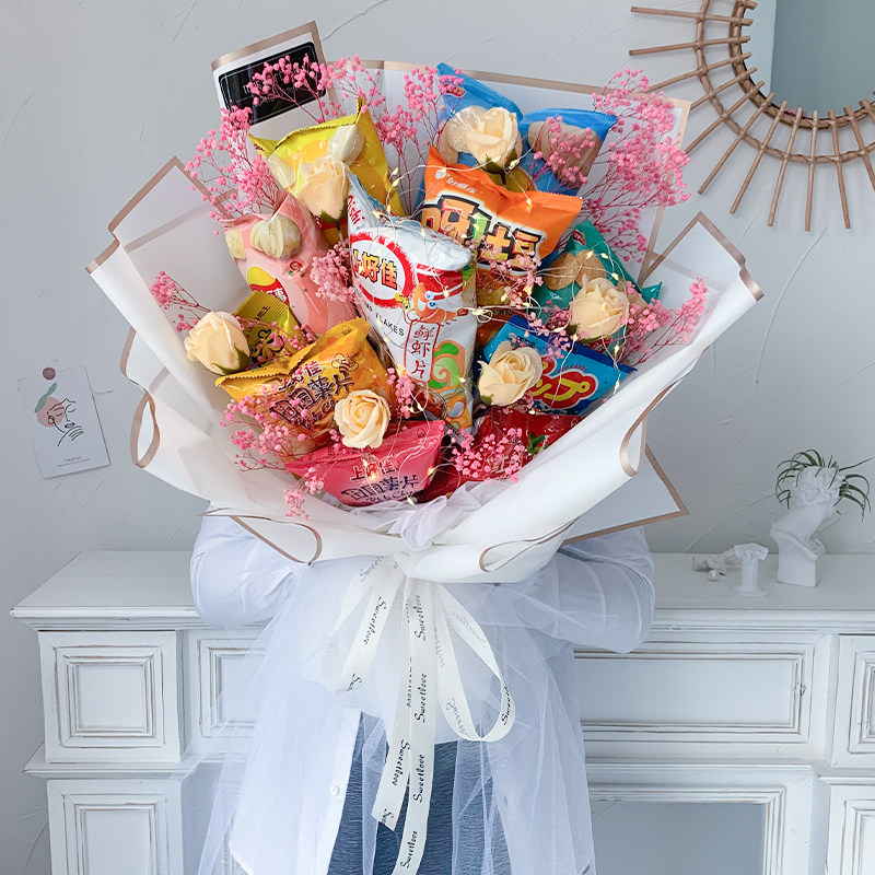 纸生日礼物 创意自制零食棒棒糖水果花束手捧花diy材料包全套包装 - 