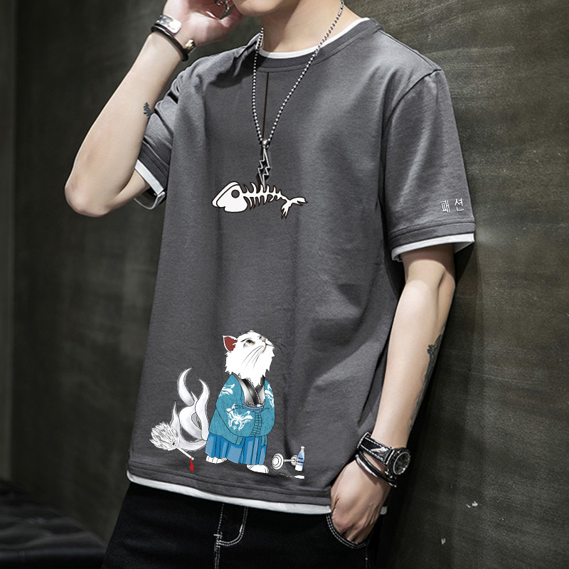 潮牌短袖t恤男士2022夏季新款体恤韩版潮流半袖日系百搭夏装衣服