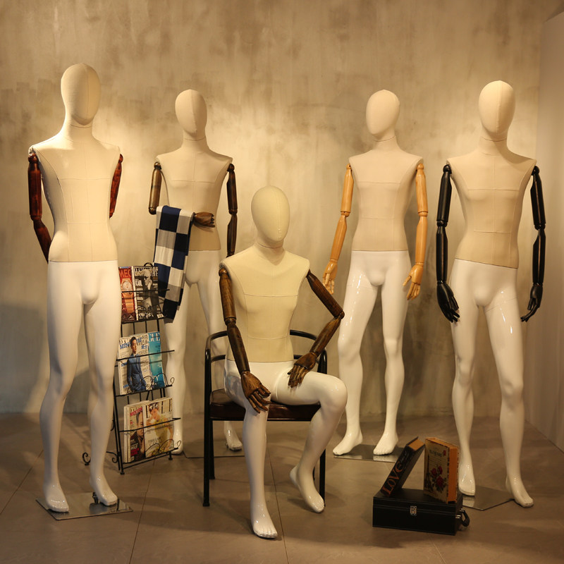 高档全身模特服装店橱窗陈列陈列展展示架包布实木服装模特