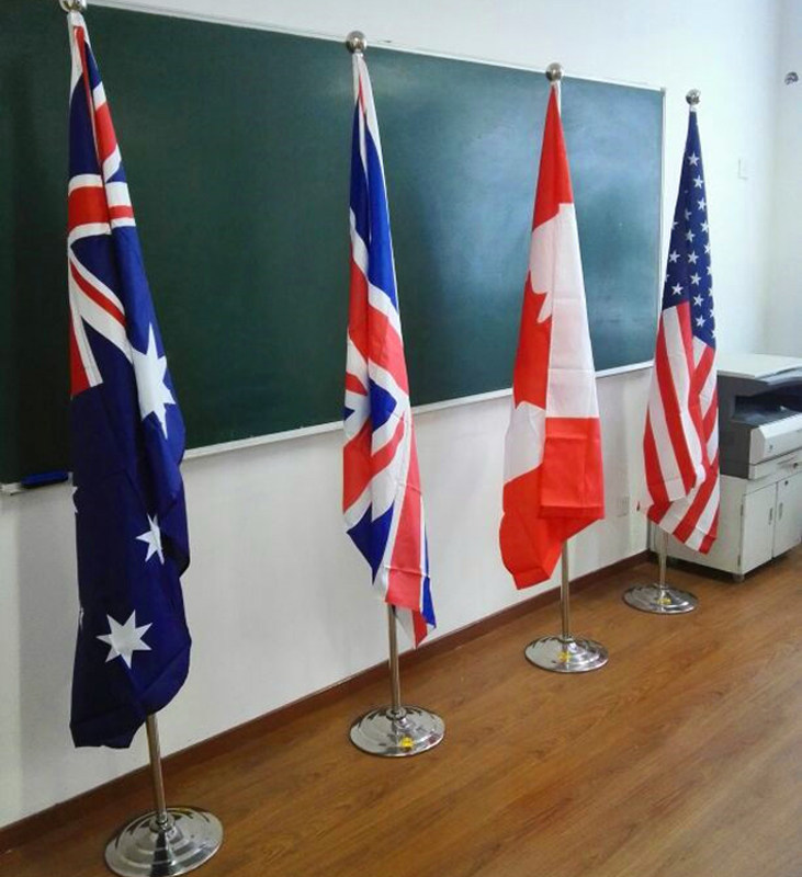 2米银色室内落地旗杆 不锈钢党旗国旗 底座办公室会议室红旗座