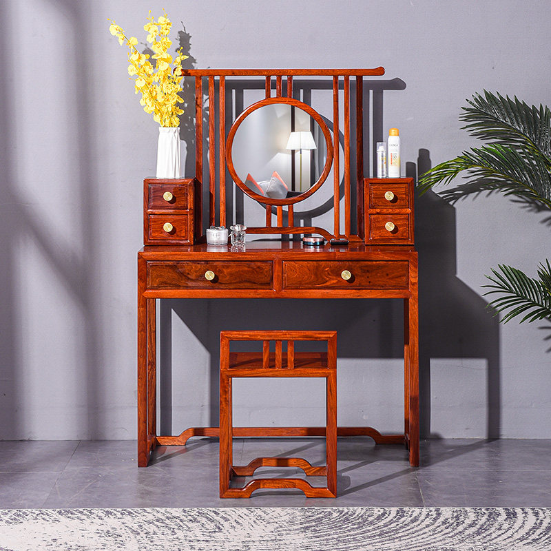化妆红木梳妆台中式豪华梳妆缅甸花梨实木化妆台梳妆台