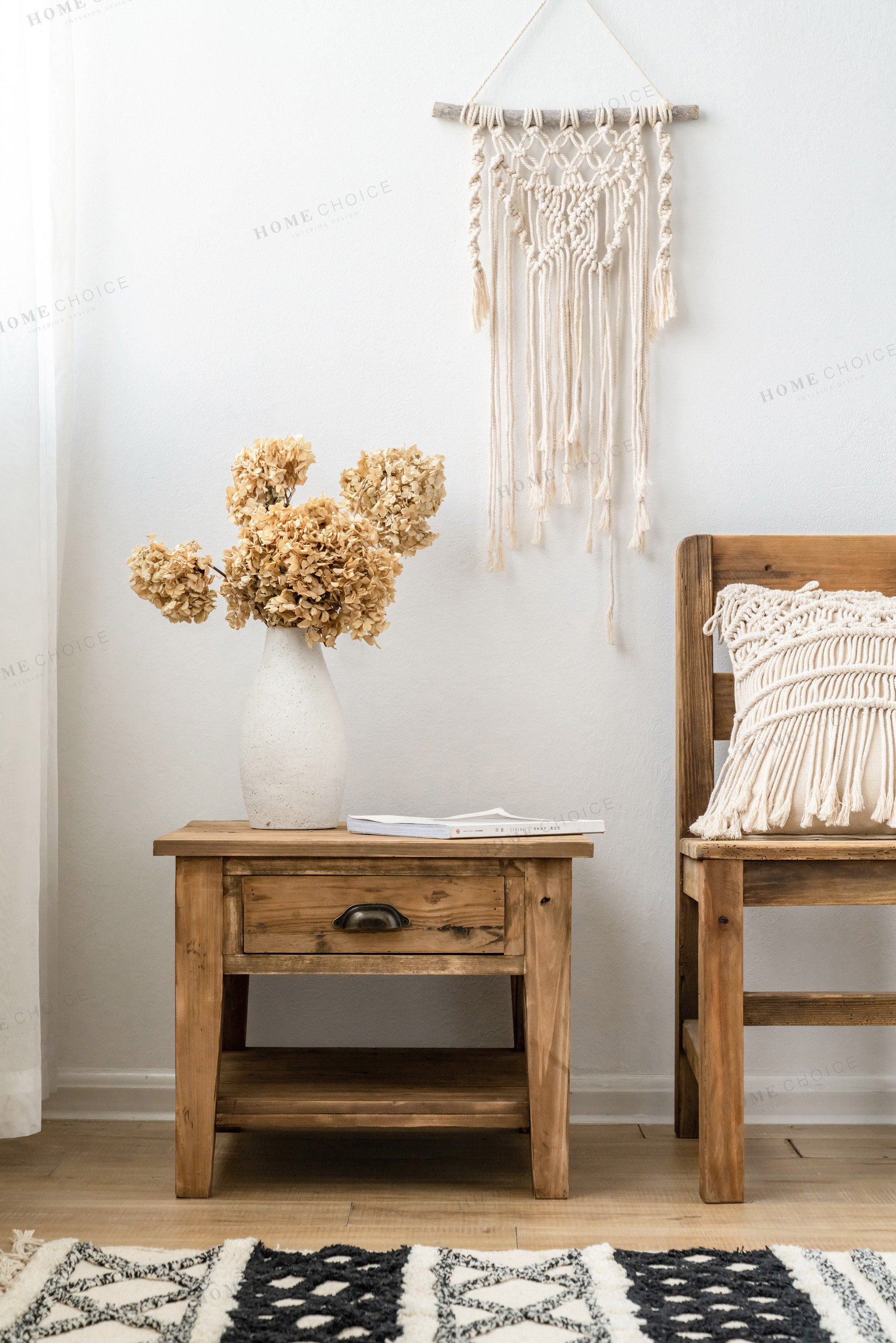 润家家居原创美式乡村杉木门板实木民宿卧室床头柜