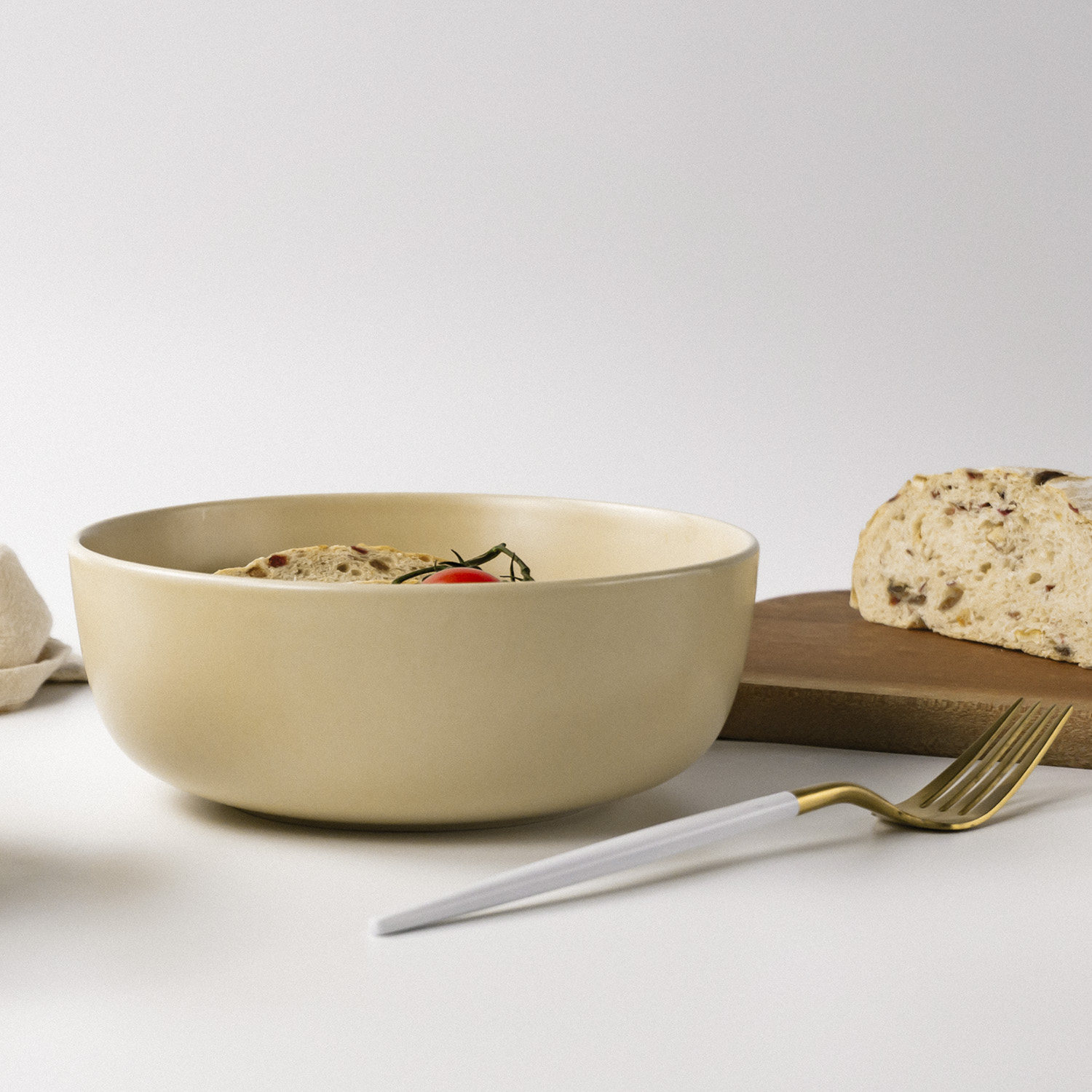 tatanarains美式淡奶黄色大碗家用陶瓷餐具简约碗