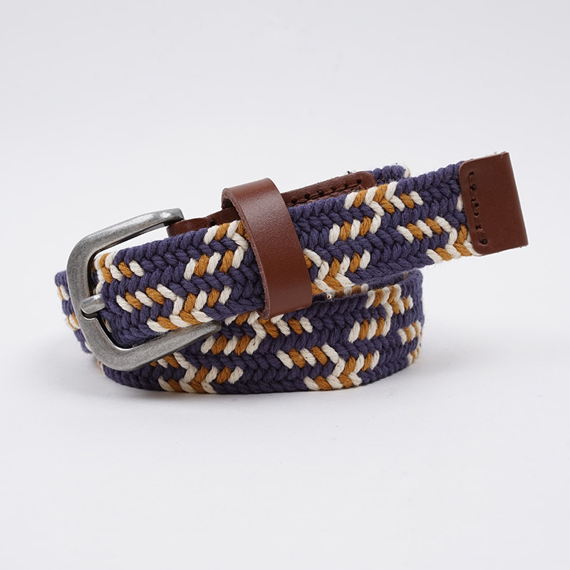 新款女士帆布腰带针扣个性编织无孔设计头层腰带