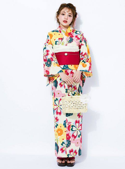 包ems拼邮 grl日本代购 甜美彩色大花蝴蝶结日系女和服浴衣gi1106