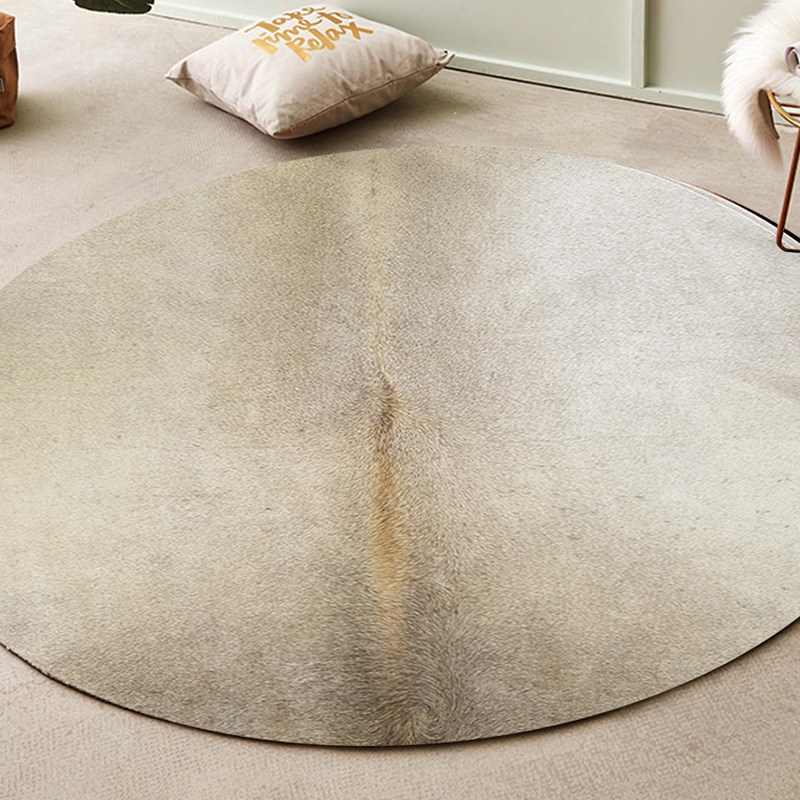 地毯现代轻奢客厅圆形牛皮钢琴马毛卧室衣帽间地毯
