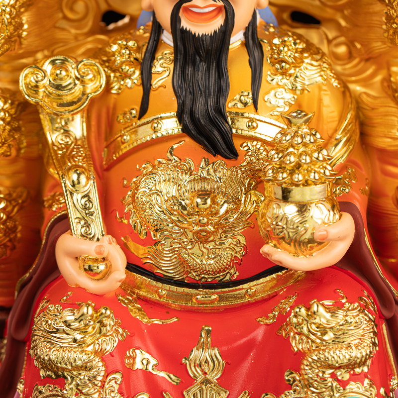 神像12寸财神爷佛像招财摆件16寸九龙龙椅财神摆件