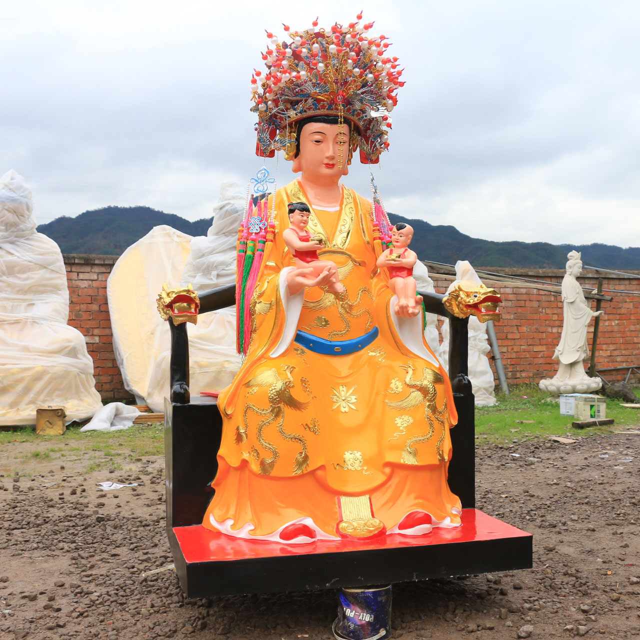娘娘13米送子神像16米送生注生金花夫人树脂摆件