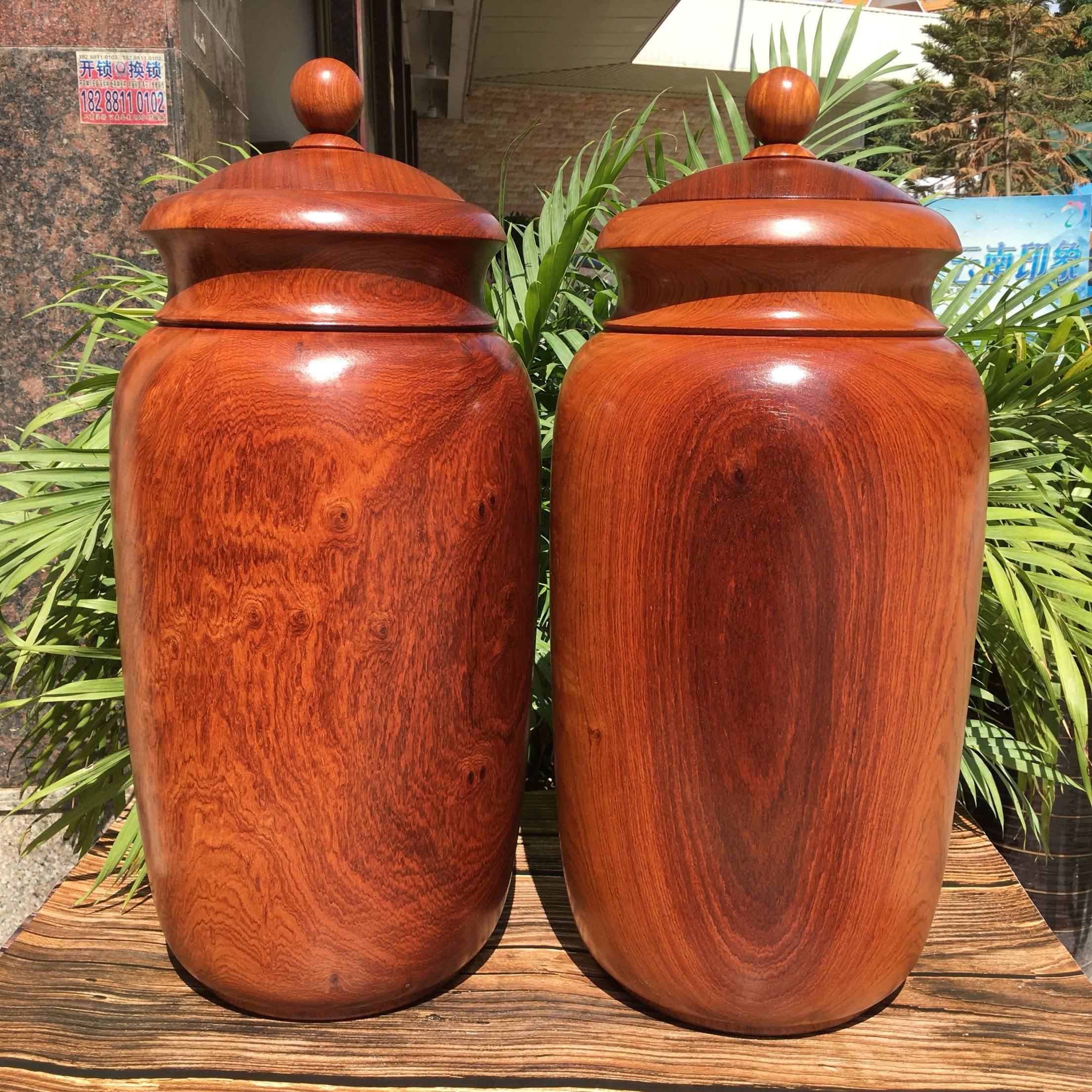 红木罐子60x28花梨木大紫檀整体实木拼接缅花茶叶罐