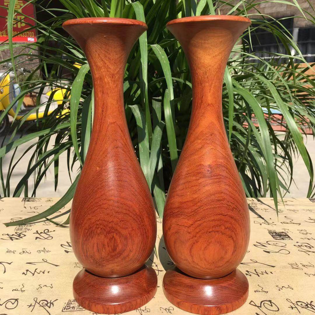 红木花瓶缅甸花梨紫檀干花插花缅花整体实木花瓶