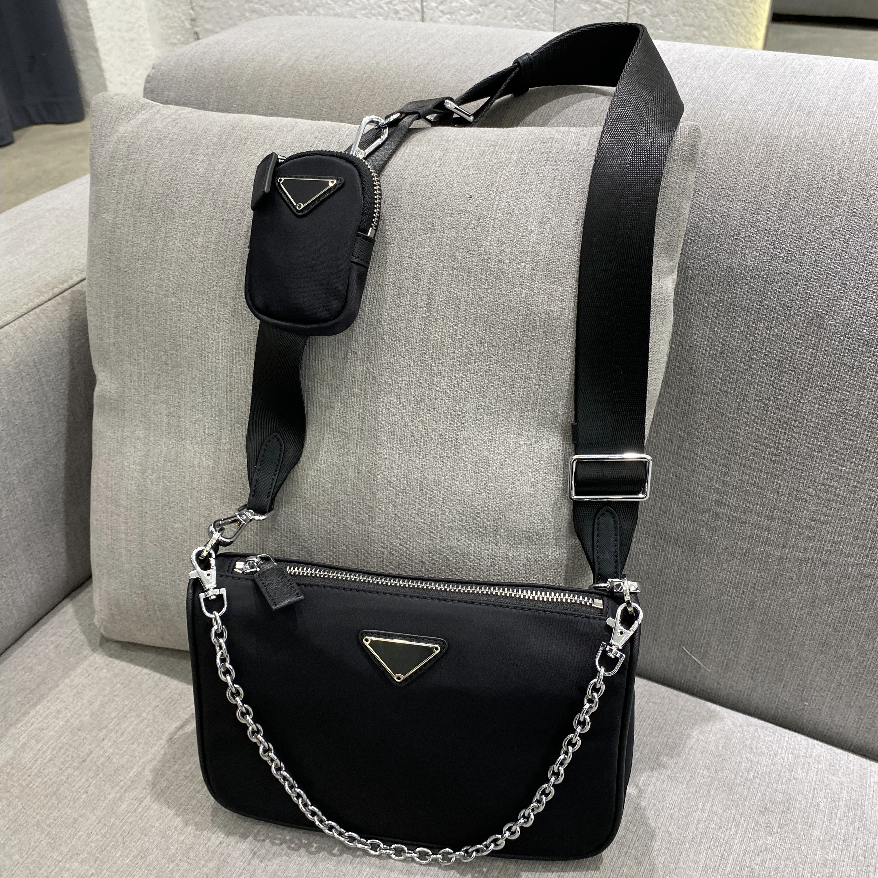 MODERN 高端货三合一尼龙真皮防水男士单肩斜跨邮差包ins子母包